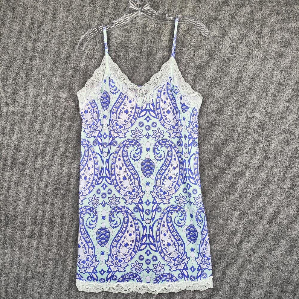 Simply Southern Nightgown Womens XL Blue Paisley Lace Chemise Tropical